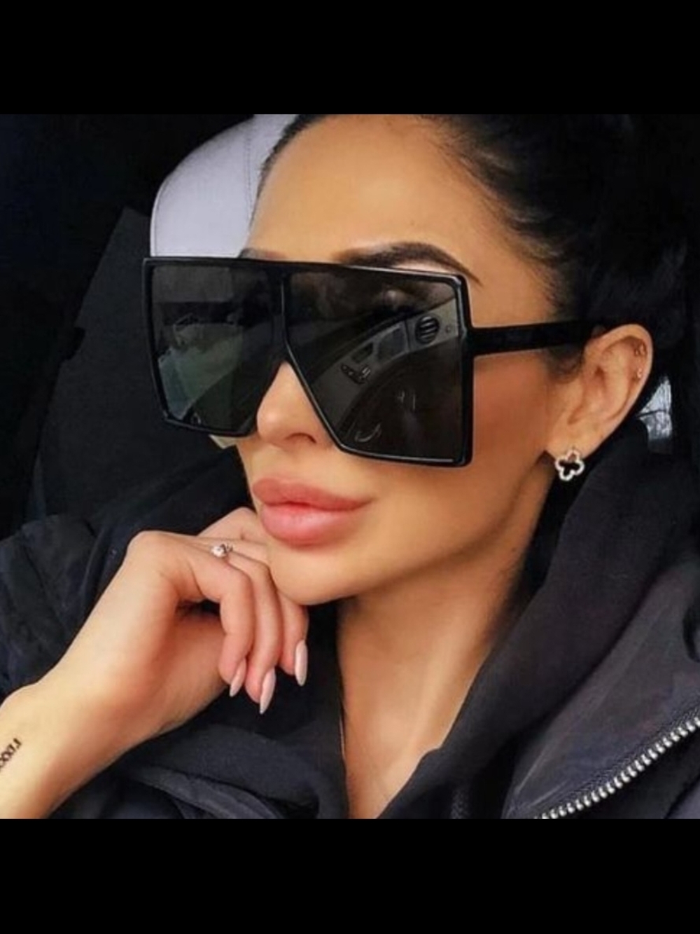 Oversized Black Shield Sunglasses - Same As YSL Betty